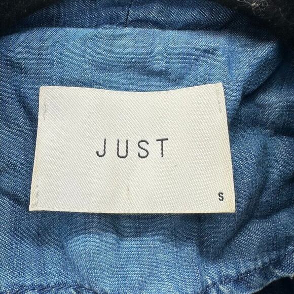 JUST Female Rigmor Kimono Blouse Size S Chambray Blue Wrap Preppy Coastal City - Picture 5 of 12